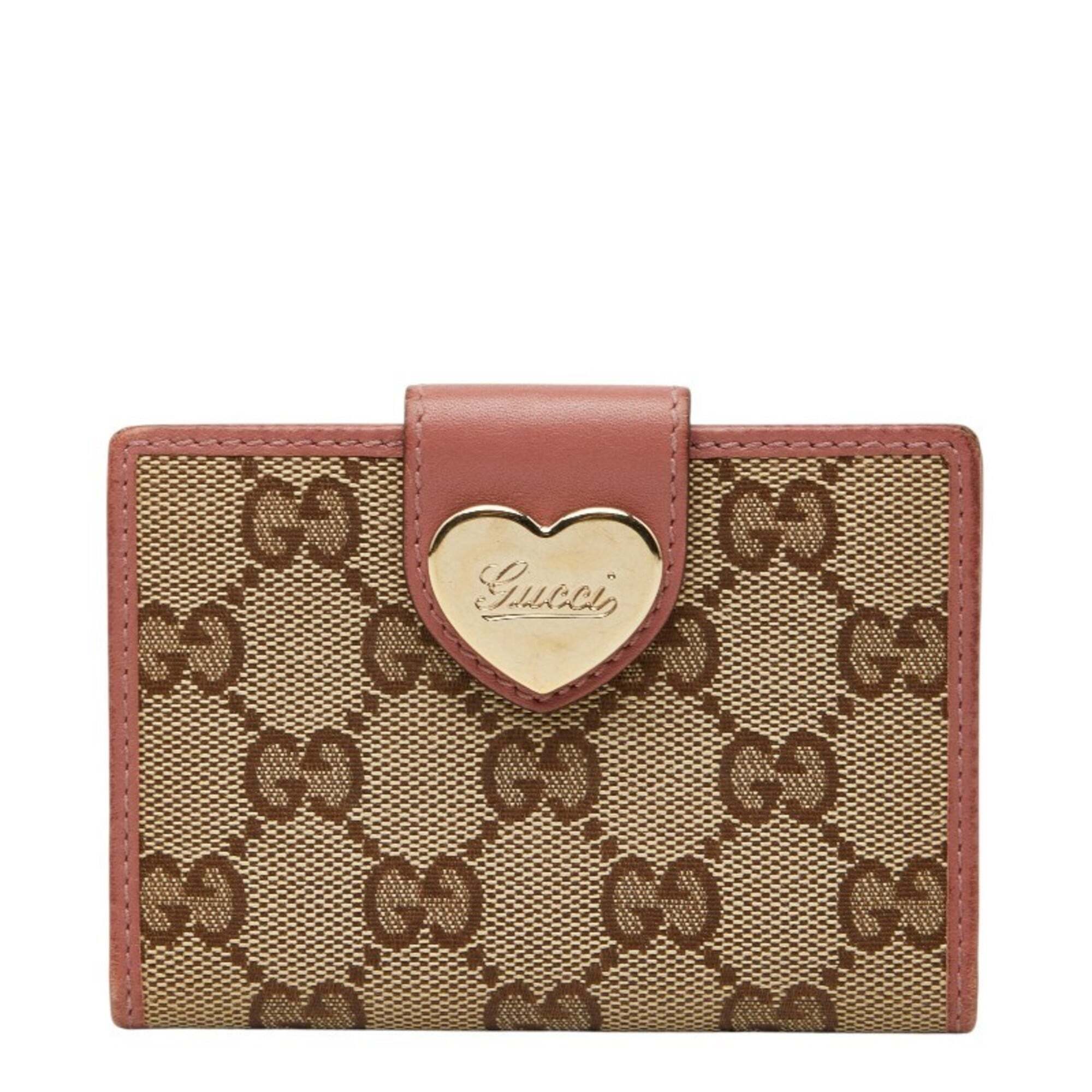 Gucci Gg Canvas Business Card Case/Card Case/Pass Case 224261 Beige Pink Leat...